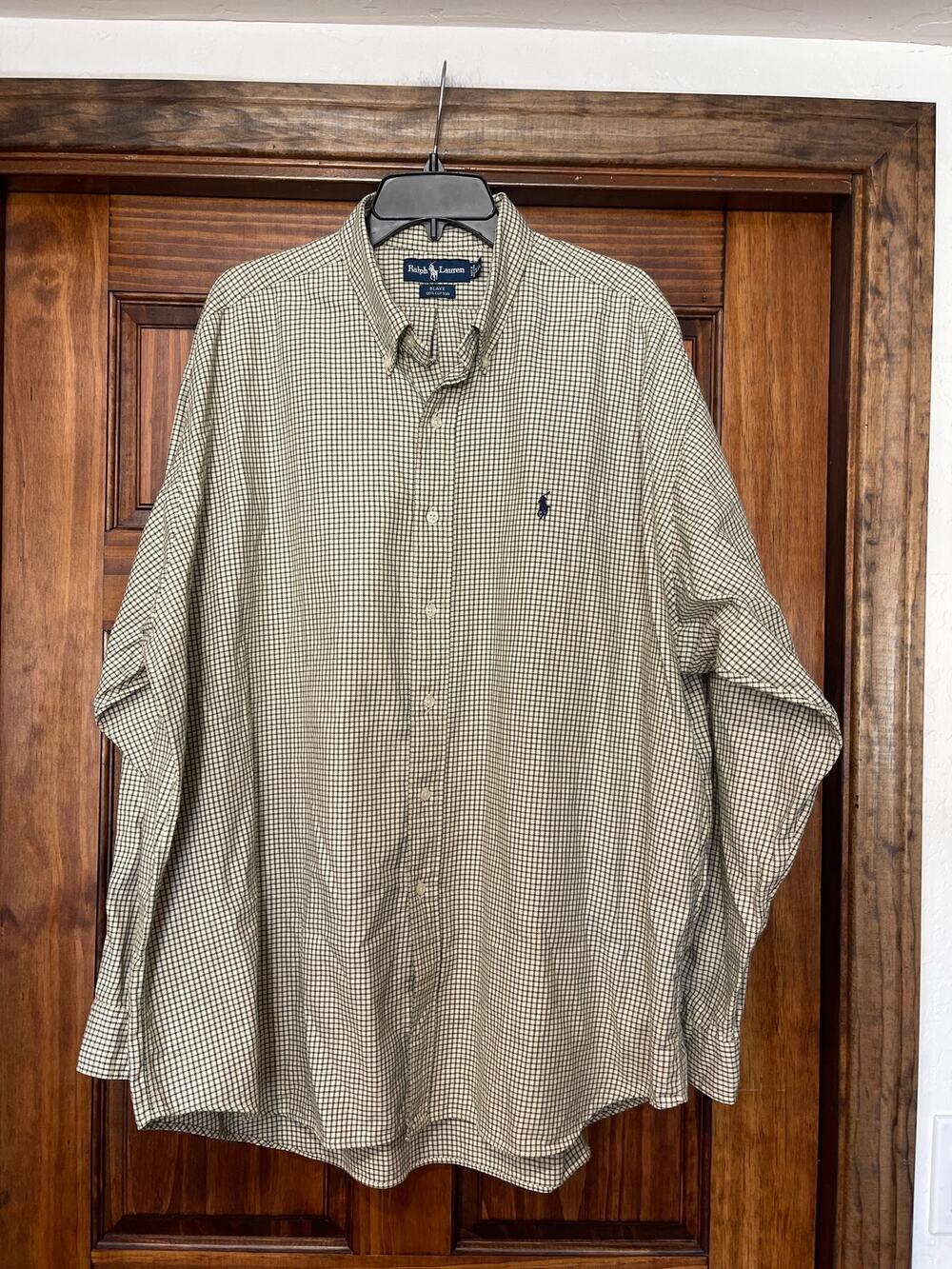 Ralph Lauren brushed cotton button down cream navy XXL